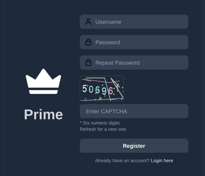 Prime Market registration — verify URL before entering any information